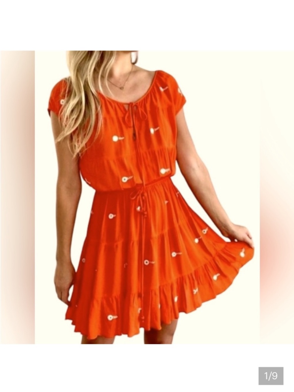 Charming Orange Dress with White Accents